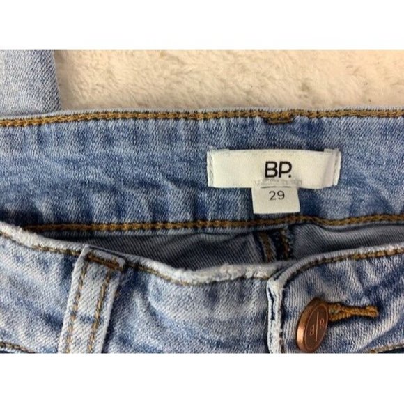 BP Size 29 Womens Jeans Rip Torn Distressed Tapered Raw Hem Stretch Mid … - Picture 2 of 3